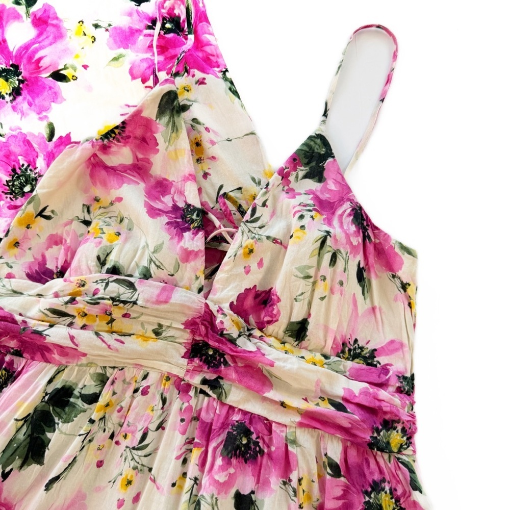 Abercrombie & Fitch Dress Womens Large Tall Floral Tiered Ruffle Maxi - Picture 8 of 11